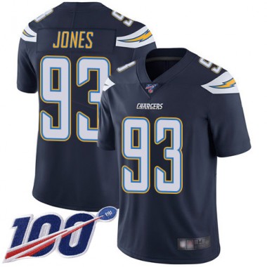 Los Angeles Chargers NFL Football Justin Jones Navy Blue Jersey Men Limited #93 Home 100th Season Vapor Untouchable->los angeles chargers->NFL Jersey